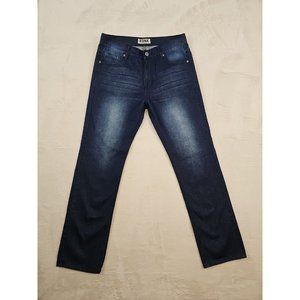 KDNK Denim Men's Blue Jeans 30x32 Straight Leg Raw Dark Wash Look‎